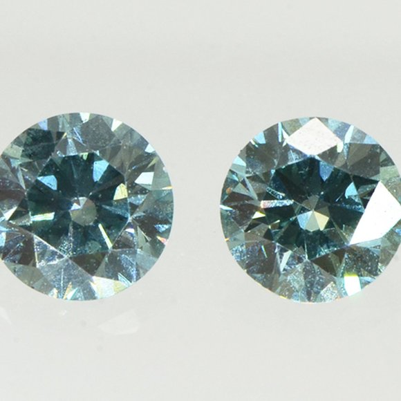 Round Diamond Pair Fancy Greenish Blue VS2 0.59 TCW - Picture 4 of 5